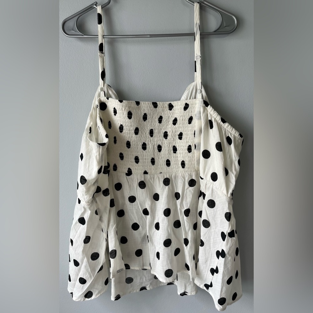 NWT Torrid size 4 white & black polka dot Peplum Cotton Tie-Front Midi Cami - Picture 6 of 9